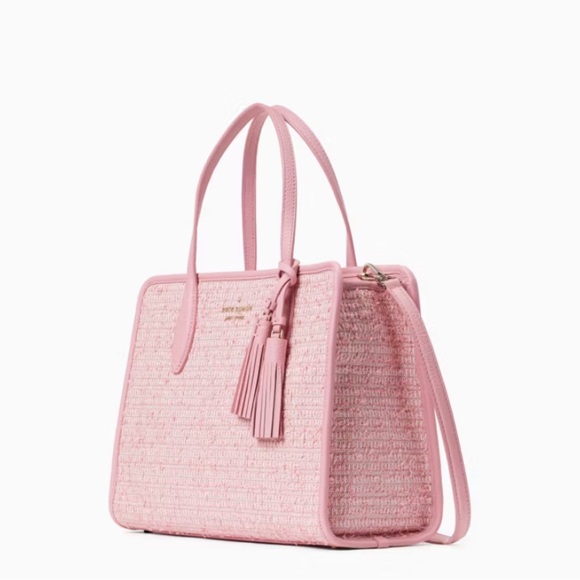 Kate Spade Pink Rowe Summer Tweed Medium Top Zip Satchel - Picture 17 of 17